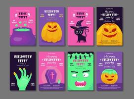 Halloween party flyer set vector