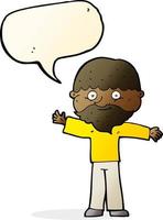 tekenfilm gelukkig Mens met baard met toespraak bubbel vector