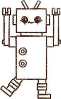 gekke robot houtskooltekening vector