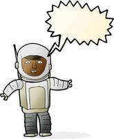tekenfilm astronaut met toespraak bubbel vector