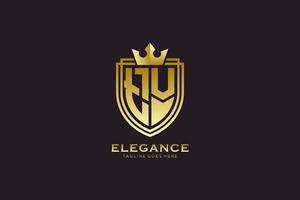 eerste TV elegant luxe monogram logo of insigne sjabloon met scrollt en Koninklijk kroon - perfect voor luxueus branding projecten vector