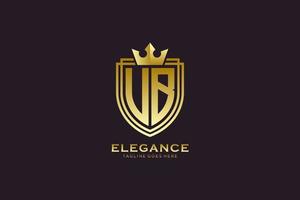 eerste ub elegant luxe monogram logo of insigne sjabloon met scrollt en Koninklijk kroon - perfect voor luxueus branding projecten vector