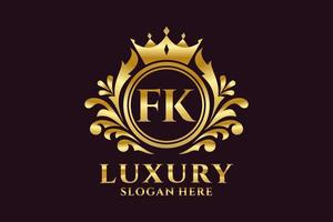 eerste fk brief Koninklijk luxe logo sjabloon in vector kunst voor luxueus branding projecten en andere vector illustratie.