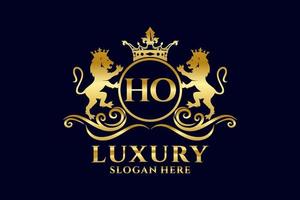 eerste ho brief leeuw Koninklijk luxe logo sjabloon in vector kunst voor luxueus branding projecten en andere vector illustratie.