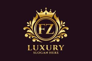 eerste fz brief Koninklijk luxe logo sjabloon in vector kunst voor luxueus branding projecten en andere vector illustratie.