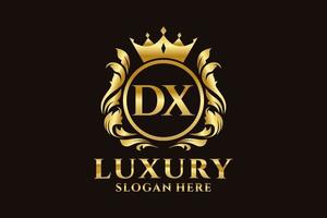 eerste dx brief Koninklijk luxe logo sjabloon in vector kunst voor luxueus branding projecten en andere vector illustratie.