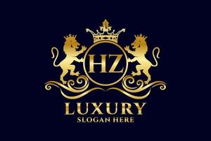 eerste hz brief leeuw Koninklijk luxe logo sjabloon in vector kunst voor luxueus branding projecten en andere vector illustratie.