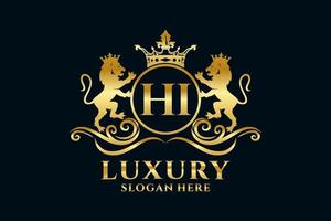 eerste Hoi brief leeuw Koninklijk luxe logo sjabloon in vector kunst voor luxueus branding projecten en andere vector illustratie.