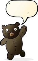 tekenfilm schattig zwart teddy beer met toespraak bubbel vector