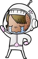 cartoon huilend astronautenmeisje vector