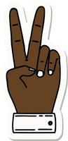 vrede symbool twee vinger hand- gebaar sticker vector