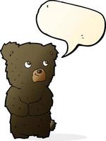 tekenfilm zwart beer welp met toespraak bubbel vector