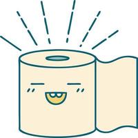 traditioneel tatoeëren stijl toilet papier karakter vector