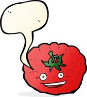 tekenfilm tomaat met toespraak bubbel vector