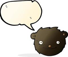 tekenfilm zwart beer hoofd met toespraak bubbel vector