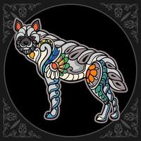 kleurrijk hyena hoofd mandala kunsten geïsoleerd Aan zwart achtergrond vector
