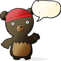 tekenfilm zwart beer vervelend hoed met toespraak bubbel vector