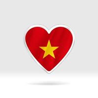 hart van Vietnam vlag. zilver knop hart en vlag sjabloon. gemakkelijk bewerken en vector in groepen. nationaal vlag vector illustratie Aan wit achtergrond.