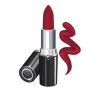 rood lippenstift geïsoleerd, lippenstift vrouw maken omhoog vector