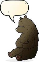 schattig tekenfilm zwart beer met toespraak bubbel vector