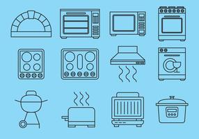 Line keuken items iconen vector