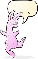 grappig tekenfilm roze konijn met toespraak bubbel vector