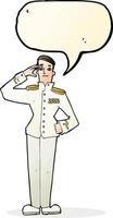 tekenfilm leger Mens in jurk uniform met toespraak bubbel vector