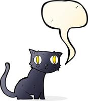 tekenfilm zwart kat met toespraak bubbel vector