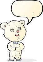 tekenfilm schattig teddy beer met toespraak bubbel vector
