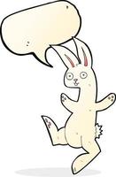 grappig tekenfilm wit konijn met toespraak bubbel vector
