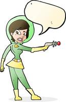 tekenfilm sci fi meisje met toespraak bubbel vector
