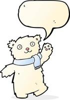 tekenfilm teddy beer vervelend sjaal met toespraak bubbel vector