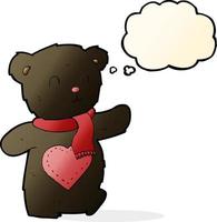 tekenfilm wit teddy beer met liefde hart met gedachte bubbel vector