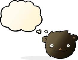 tekenfilm zwart beer hoofd met gedachte bubbel vector