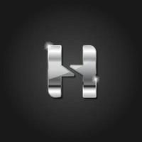 brief h glimmend zilver metalen logo vector