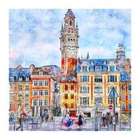 lille frankrijk aquarel schets hand getekende illustratie vector