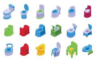 kinderen onbenullig pictogrammen reeks isometrische vector. baby toilet vector