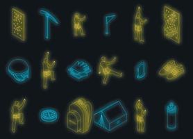 sport beklimming pictogrammen reeks vector neon