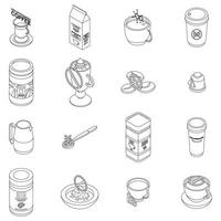 cafeïnevrij koffie pictogrammen reeks vector schets