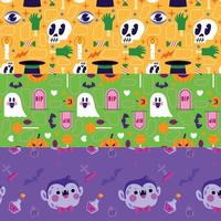 verzameling van drie halloween ontwerp vector naadloos patroon