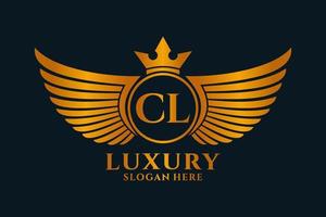 luxe Koninklijk vleugel brief cl kam goud kleur logo vector, zege logo, kam logo, vleugel logo, vector logo sjabloon.