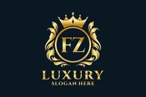 eerste fz brief Koninklijk luxe logo sjabloon in vector kunst voor luxueus branding projecten en andere vector illustratie.