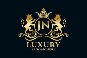 eerste jn brief leeuw Koninklijk luxe logo sjabloon in vector kunst voor luxueus branding projecten en andere vector illustratie.