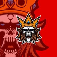 schedel koning met gouden kroon esport gaming mascotte logo illustratie vector
