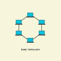 ring topologie netwerk vector illustratie, in computer netwerk technologie concept