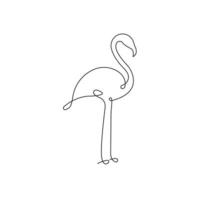 flamingo vogel single lijn vector