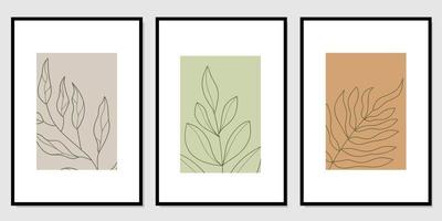 botanisch muur decor vector set. blad muur kunst ontwerp.minimal en natuurlijk abstract ontwerp voor afdrukken, omslag, behang. vector illustratie.