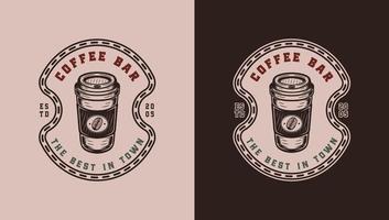 reeks van wijnoogst retro koffie embleem, logo, insigne, label. markering, poster of afdrukken. monochroom grafisch kunst. vector illustratie. gravure stijl illustratie.