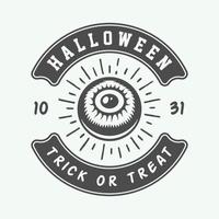 wijnoogst retro halloween logo, embleem, insigne, label, markering, patch monochroom grafisch kunst illustratie vector