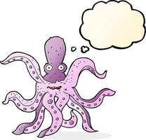 tekenfilm reusachtig Octopus met gedachte bubbel vector